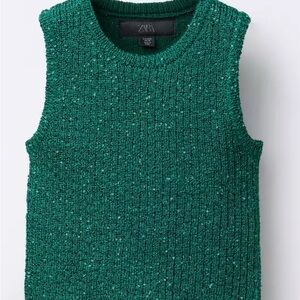 Zara Kids Emerald Sleeveless Knit Top